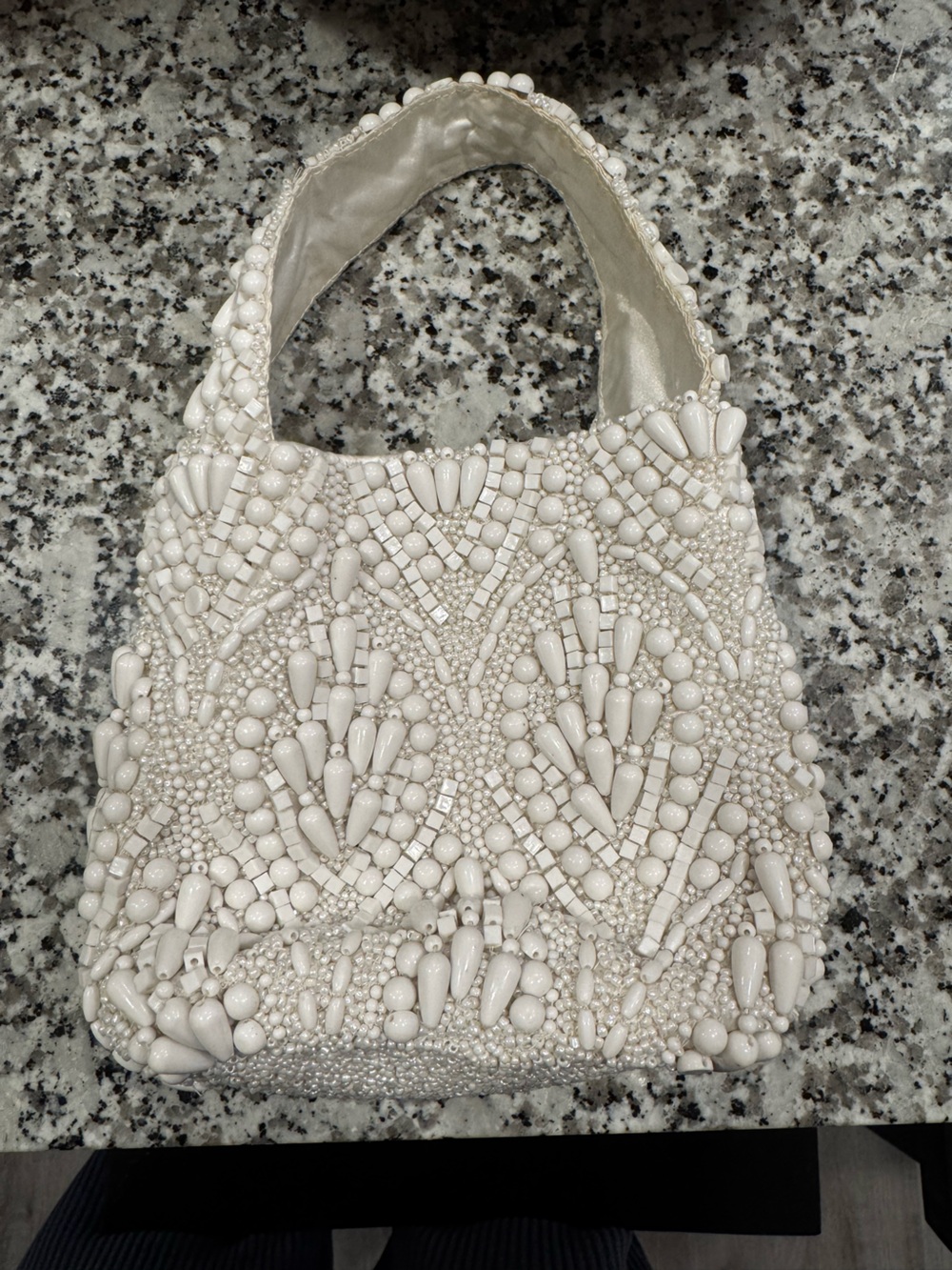 Beaded White Evening Clutch - Designer Style